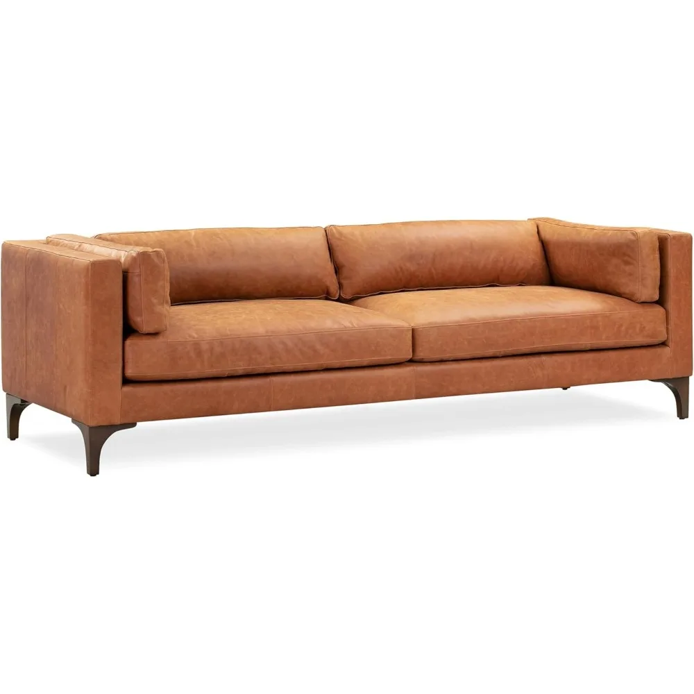

Leather Couch - 93 Inch Sofa - Full-Grain Leather Sofa for Living Room with Feather Down Topper - Living Room Couch