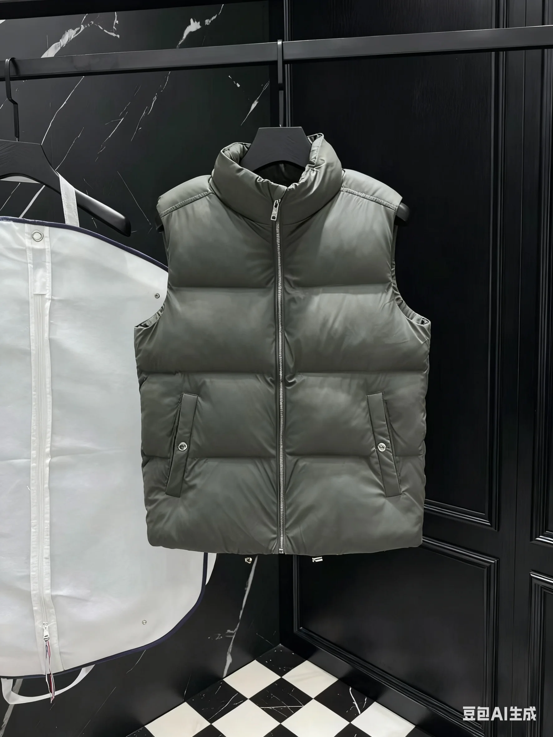 سترة منتفخة بياقة واقفة سميكة باللون الأخضر للرجال لعام 2025 مقاومة للرياح والطقس البارد #2