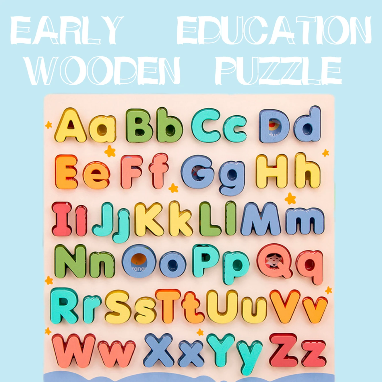 Puzzle en bois lettres majuscules et minuscules pour enfants, cadeaux d'anniversaire, garçons, filles, jeu de famille, enfants d'âge alth