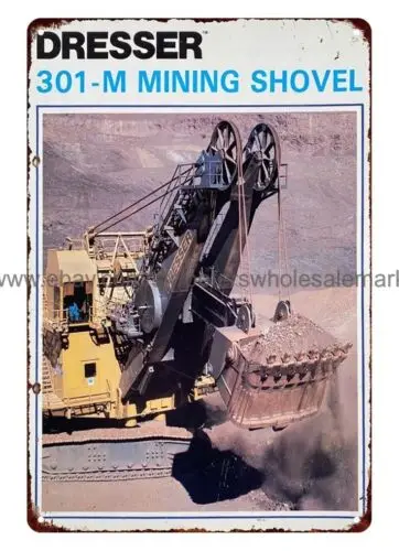 inspirational wall decor 1980s MARION Mining Shovel Excavator metal tin sign