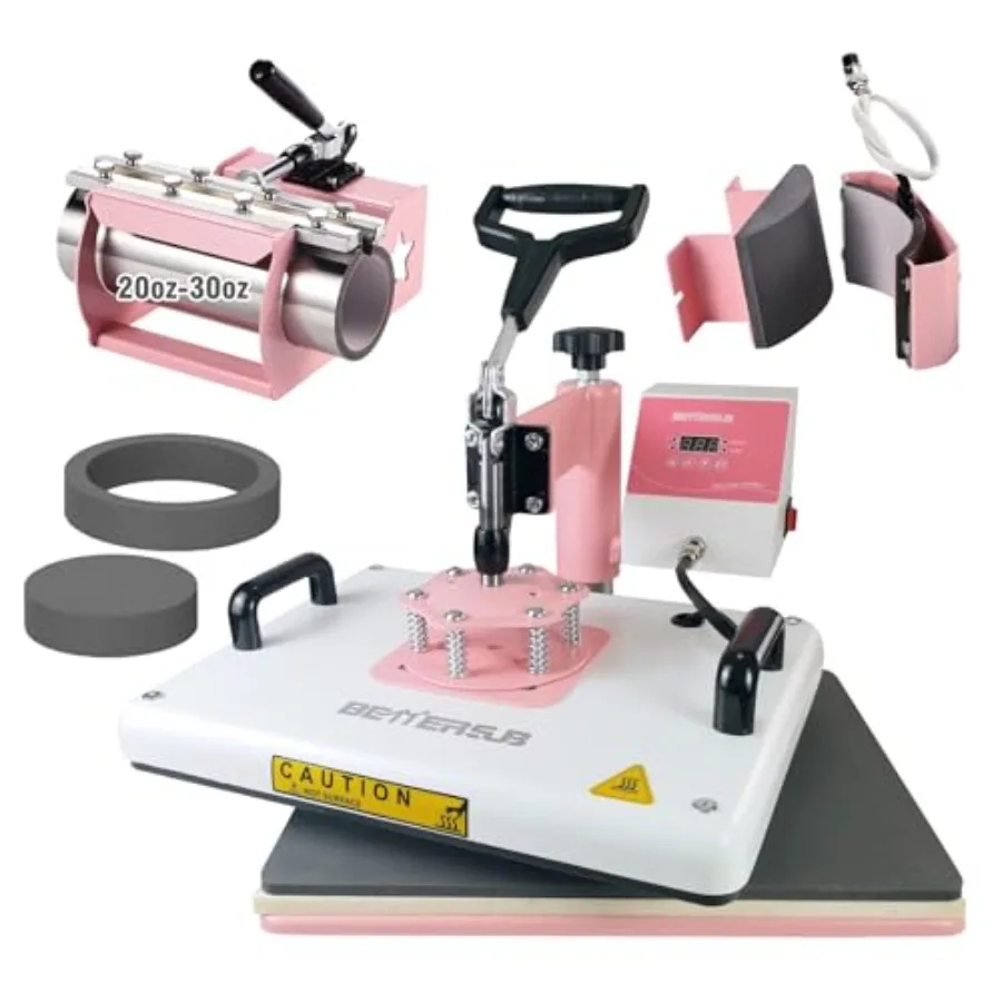 

Термопресс 5 в 1, сублимационный пресс промышленного качества 12x15 дюймов с насадкой для стакана на 30 унций и изогнутой шляпой