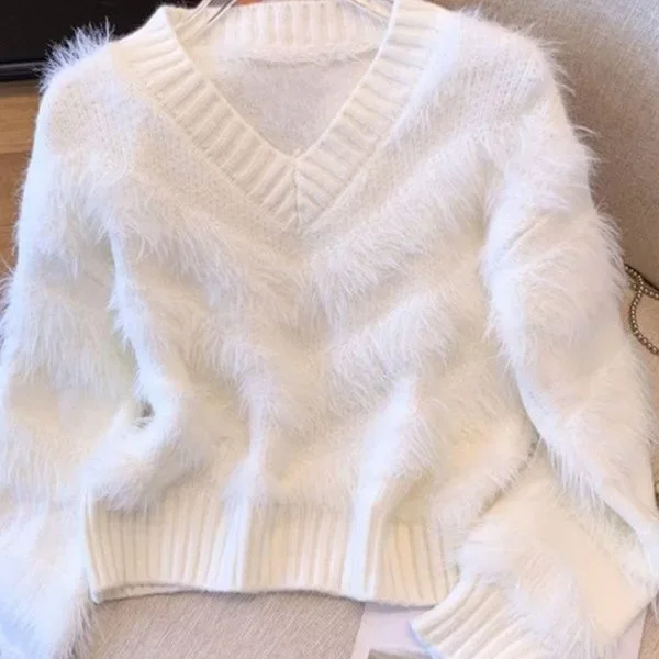 الكورية نمط لينة أفخم طوق المتضخم المرأة تريكو الخامس الرقبة سترة دون أكمام الخريف الشتاء وصول جديد مريح