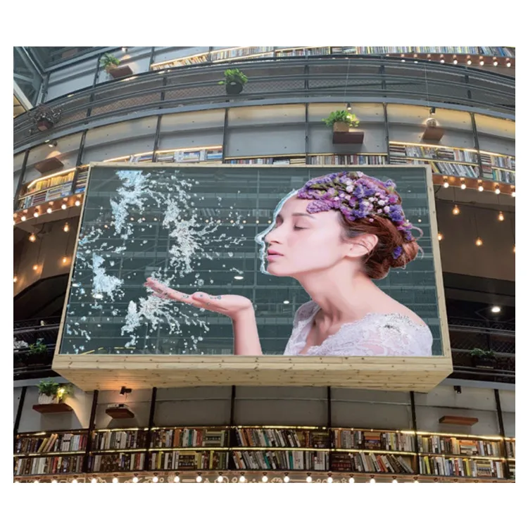Window Advertising LED Mesh Screen, 3.9x7.8mm Indoor LED Panel, 500x1000mm Transparent Billboard for 4S Auto Store Mall
