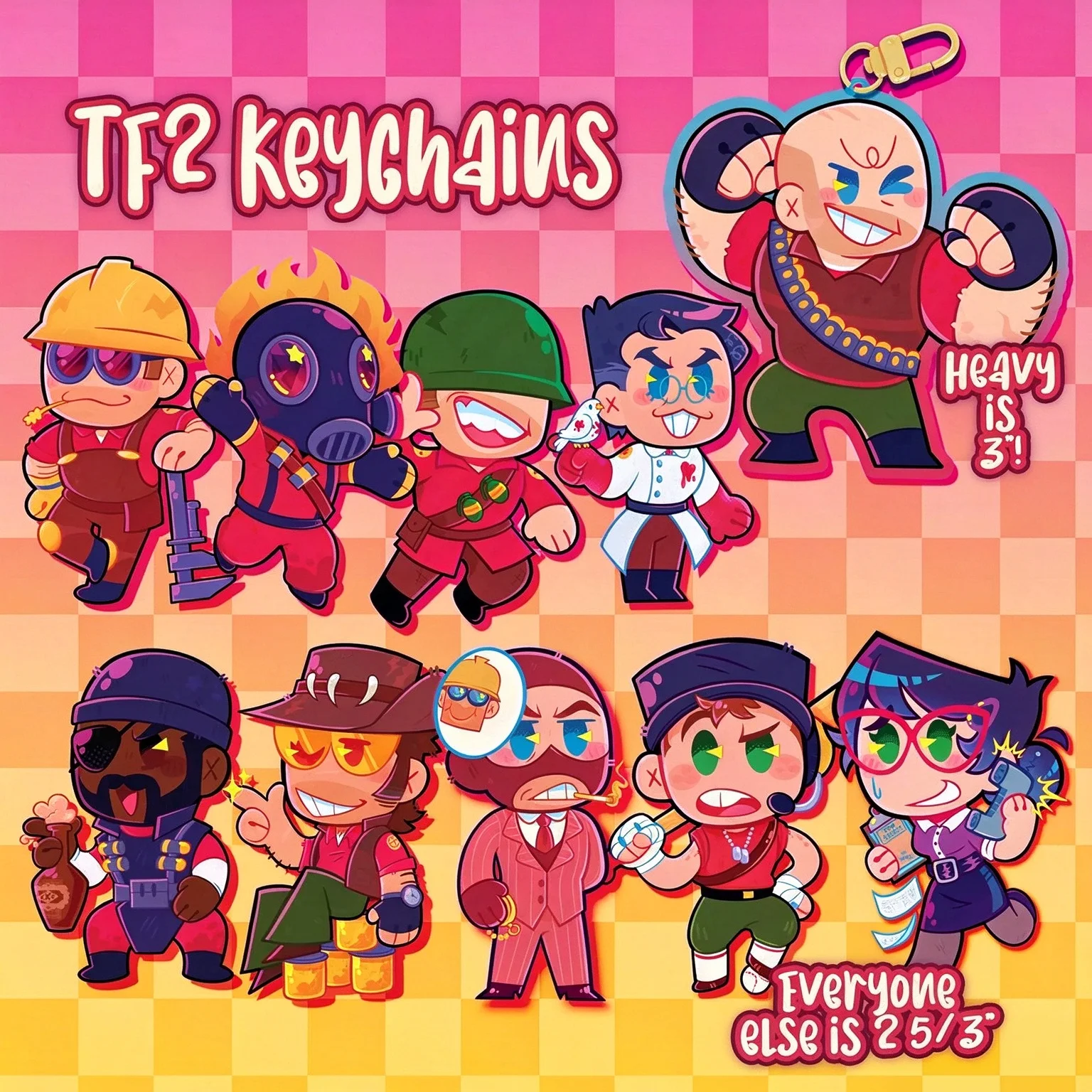 Team Fortress 2 Keychain Double-Sided Officially Licensed Video Game Themed Keyring Collectible Accessory