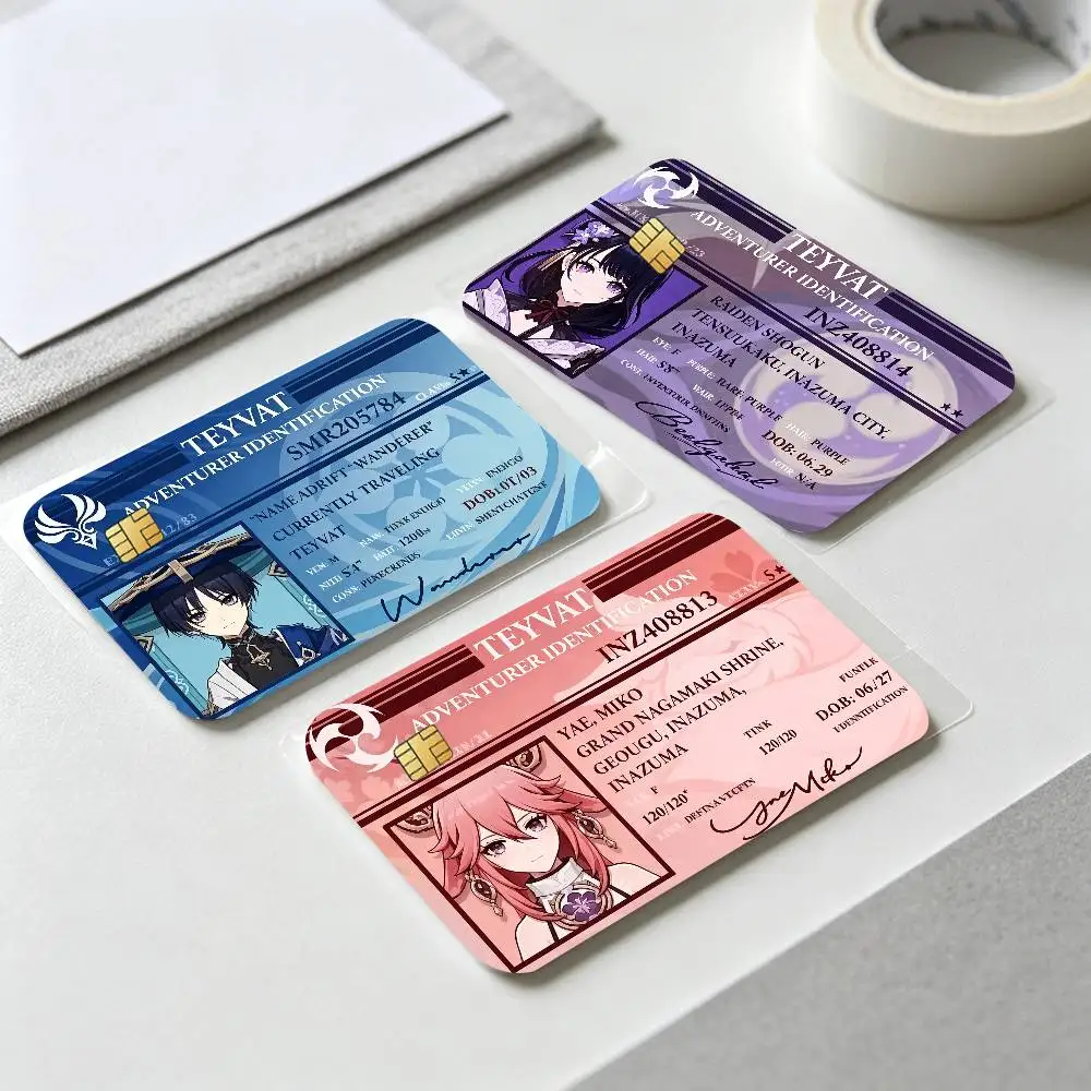 Game Genshin Impact ID License Card Stickers for Bank Access Protective Waterproof Film Cover Sticker Surprise Gift