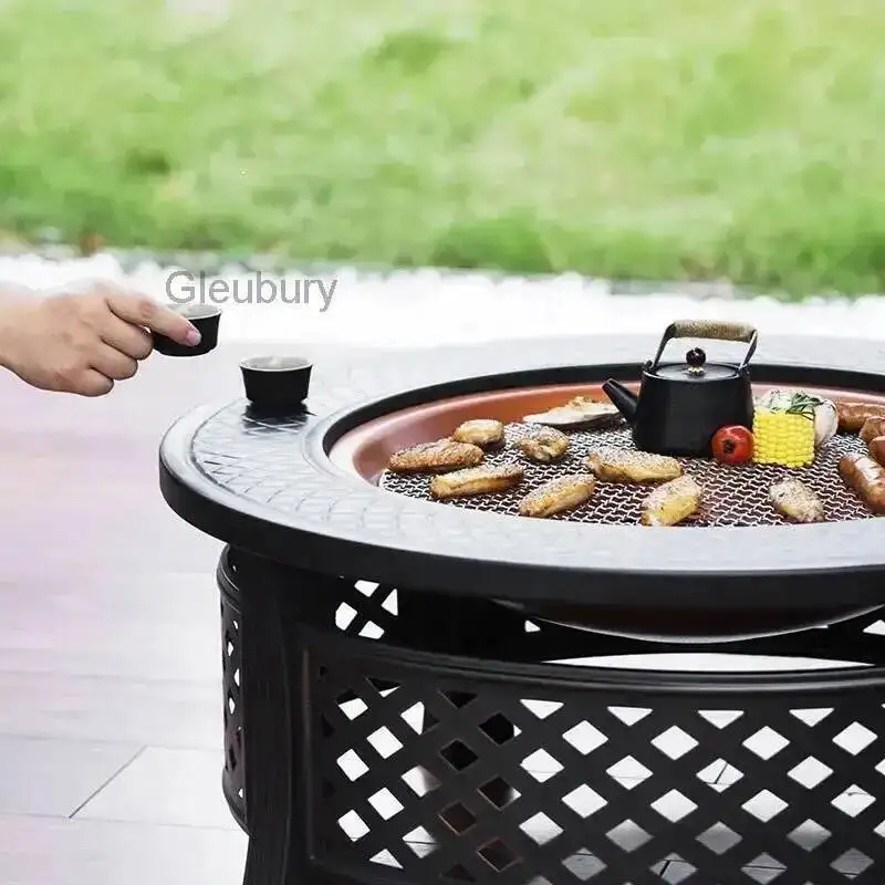 Grill Brazier Stand Home Indoor Charcoal Villa Heating Fire Pits Outdoor Brazier Table Courtyard Barbecue Stove Camping Furnace
