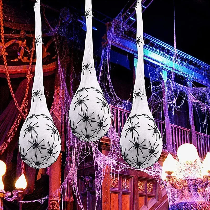 Hanging Glowing Spider Egg Sac Light Up Halloween Decoration Web Prop for Outdoor Party Yard Haunted House Gift Creepy Cute New