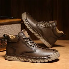 

Winter Black Genuine Leather Comfy Men's Shoes Fashion Luxury Brand Men Boots New Design Outdoor Hiking Boots Man Casual Boots
