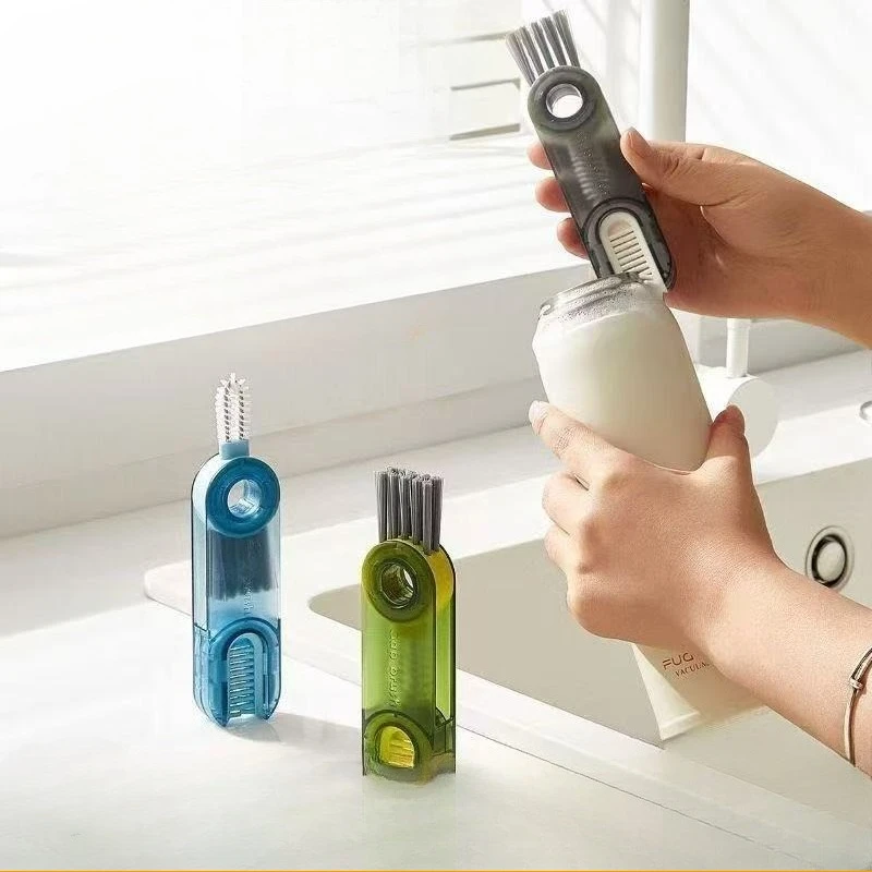 3-in-1 Multifunctional Cup Lid Brush Bottle Cap Gap Cleaning Scrubber Portable Kitchen Tumbler Mouth Cleaner Tool