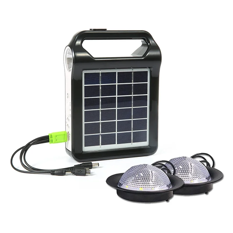 Portable Solar Generator Outdoor 6V Rechargeable Solar Emergency Generator with Flashlight for Lighting Camping Mountaineering