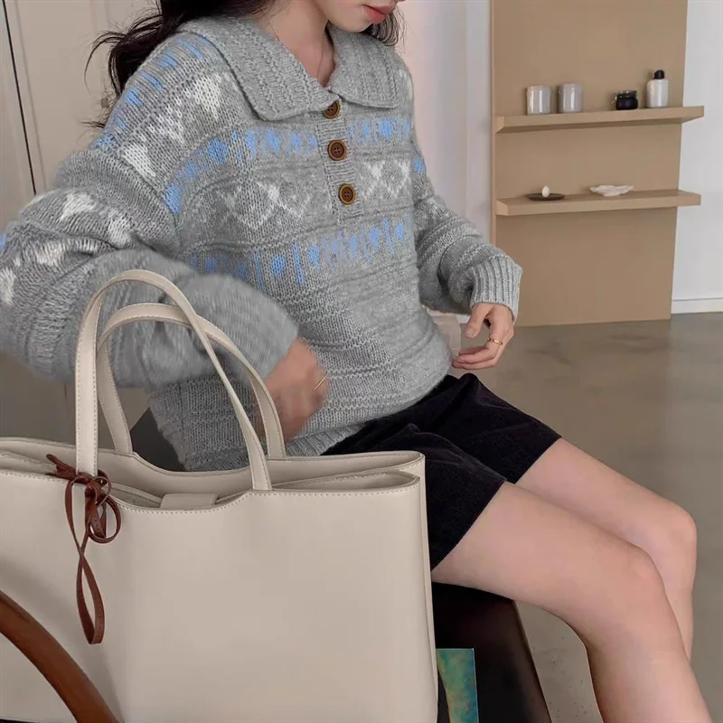 

Faionable Casual Loose Sweater Versatile Comfortable Fit round Ne Long Sve Thin Winter New Arrival Ladies Knitwear