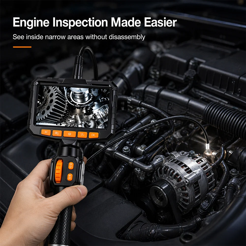 

SHAO 1080P Camera 6mm 360 Degree Adjustable Professional Endoscope With Display Unit For Vehicle Pipe Inspection D2RD