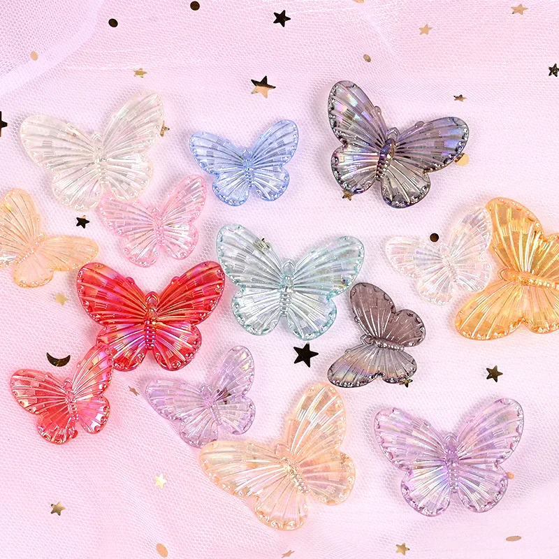 10pcs AB Bling Colorful Clear Crystal Butterfly Flatback Rhinestone Resin Cabochons Scrapbooking Crafts Accessories and Material