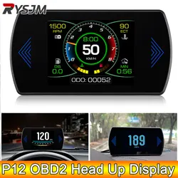 AD P12 OBD2 HUD Head Up Display Smart Digital Speed Gauge On-Board Computer Tachometer Speedometer ECT Water Temperature Oil