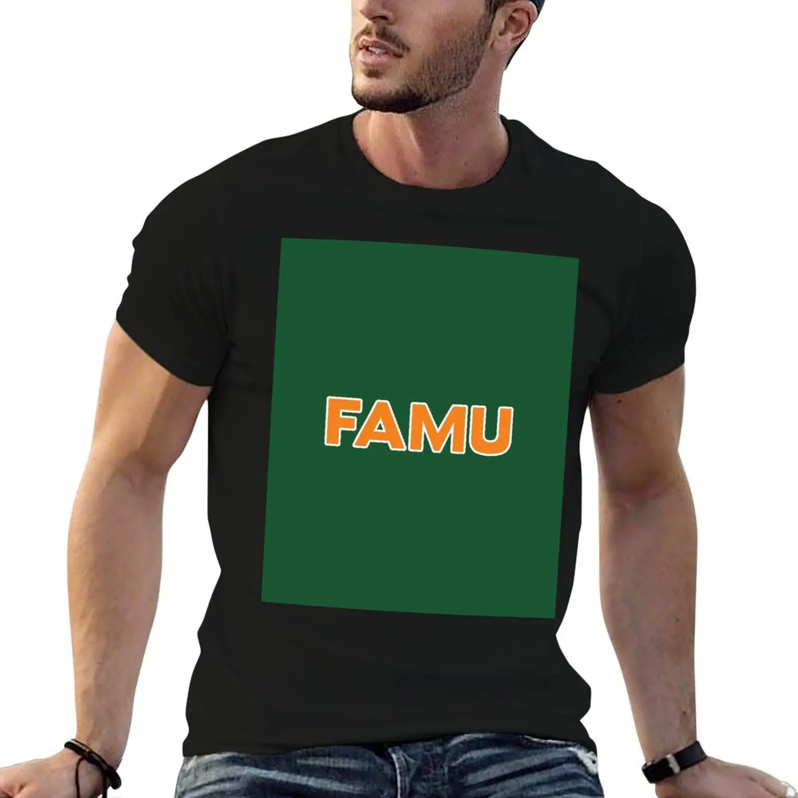 

FAMU Florida Orange and Green A&M Pride Rattler Big Letters T-Shirt cotton t shirts high quality t shirt man cotton T-Shirt