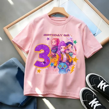 Girls Birthday Number Graphic T-Shirt 5 Birthday Girl Number Graphic Tee - Little Star Celebration Top, Dreamy Party Outfit for Girls 5