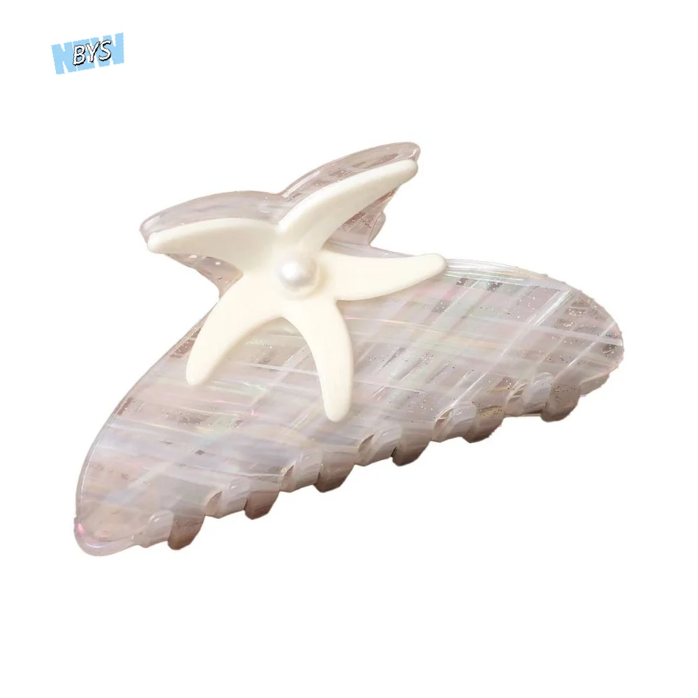 

Cute Large Starfish Hair Grab Colorful Headwear Pearl Hair Claw Shark Clip Bun Clip Acrylic Shark Clip Travel