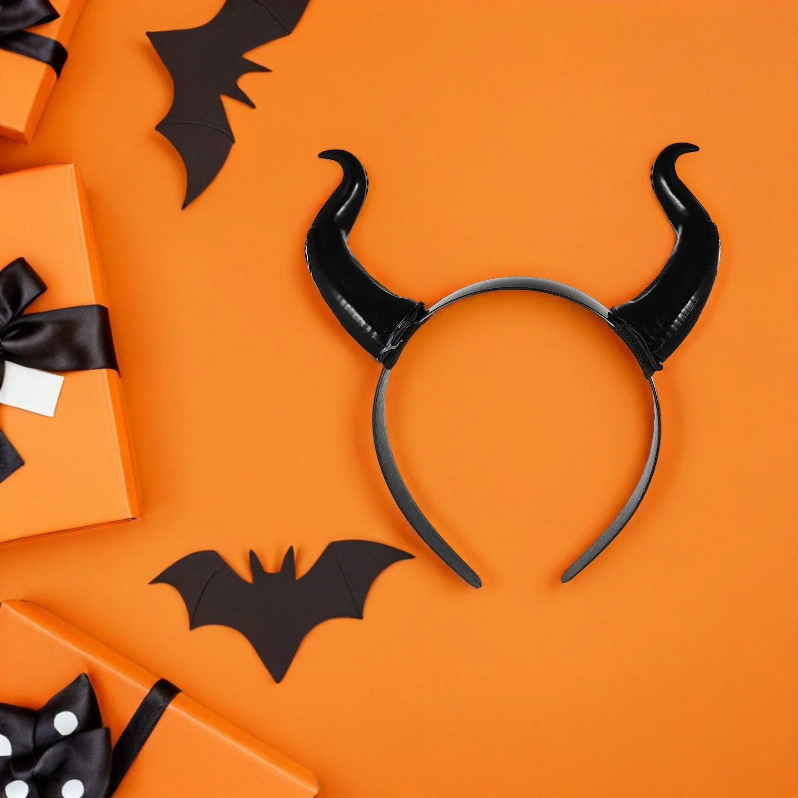 Coiffure gothique en corne de diable pour femmes, couvre-chef de sorcière pour fête d'halloween, accessoire de Cosplay noir, bandeau pour cheveux en corne de bœuf, cadeau de noël