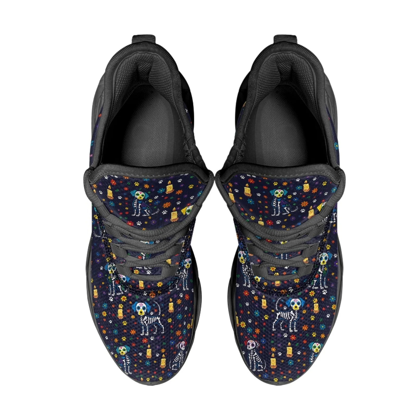 PENSTROLL Skeleton Dog Floral Blade Sneakers Mesh Running Shoes for Girls Breathable Men's Running Shoes