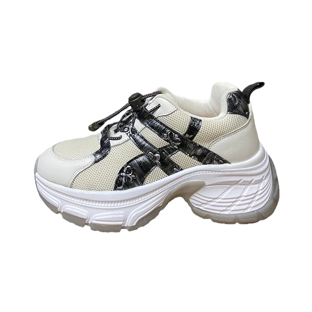 Jinyu Trendy Ventilate Ladies Sports Shoes with Heightening Unique Shape Color Block Genuine Leather Stylish And Attractive