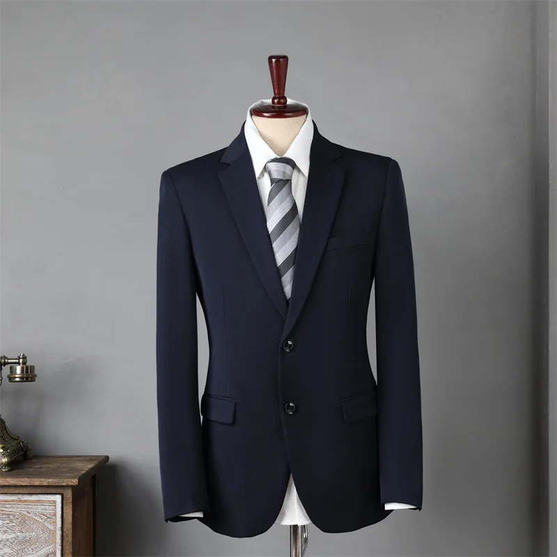 

KIDWHXR Suit Coat Men British Style Turn Down Collar Pocket Male Blazer Single-breasted Long Sleeve Slim Wedding Man Outerwear