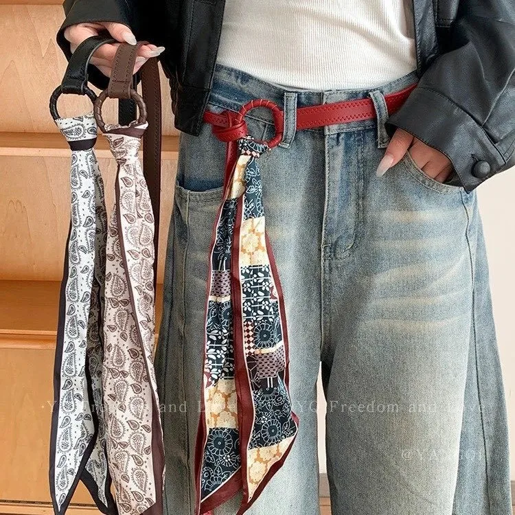 

Fabric printing silk scarf waist chain simple fashion personality trend versatile belt niche unique design waist accessories