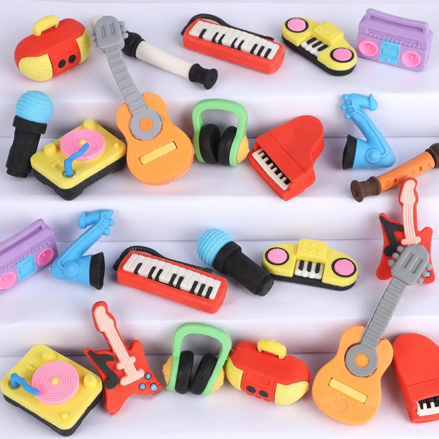 

24 Pack Mini Erasers for Kids, Fun Puzzle Erasers for Classroom Prizes, Back to School Supplies, Musical Instrument Theme