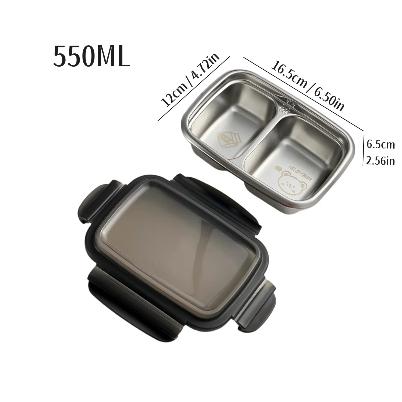 Herbruikbare 304 roestvrijstalen lunchbox met compartimenten, draagbaar, afsluitbaar, lekvrij, voor studenten en kinderen, bento box, magnetronbestendig, voedselcontainer