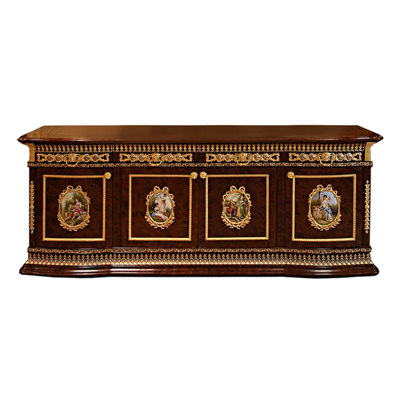 

Classic birch TV cabinet large villa luxury French living room floor cabinet