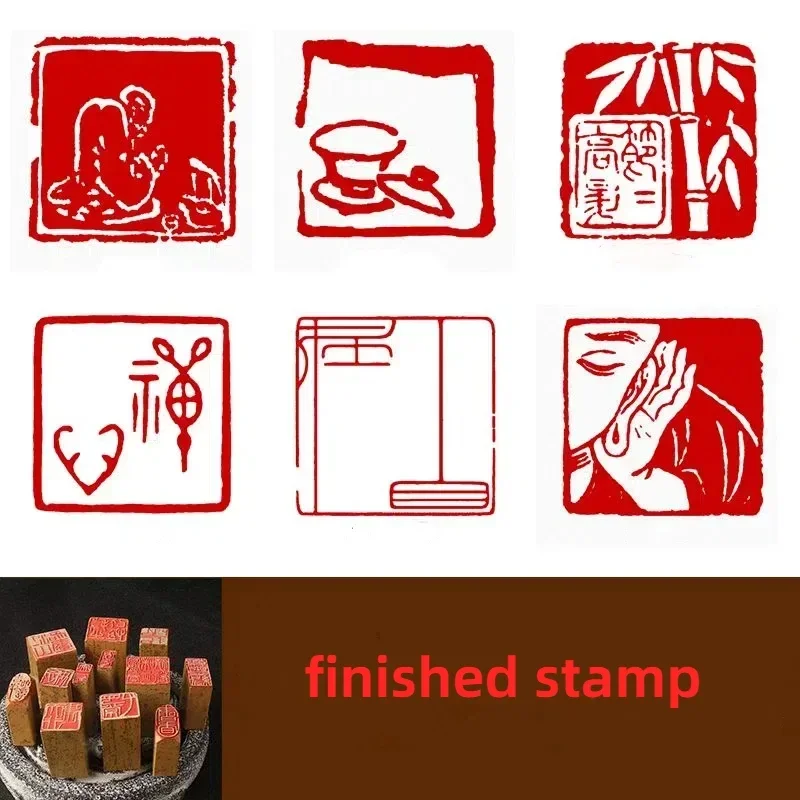 Natural Stone Finished Stamp Animal Clouds Scenery Poetry Pattern Stamp Seal Painting Calligraphy Works Stamp Sellos Art Suppy