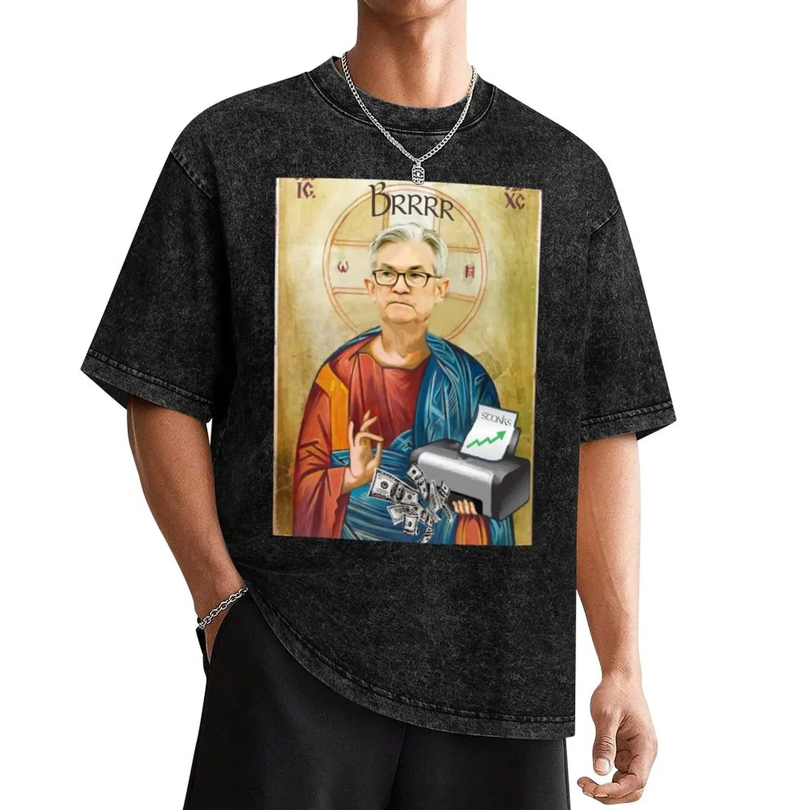 

Jerome Powell Jesus | JPow Jesus | Printer goes Brrr T-Shirt sublime vintage clothes anime tshirt t shirts for men pack