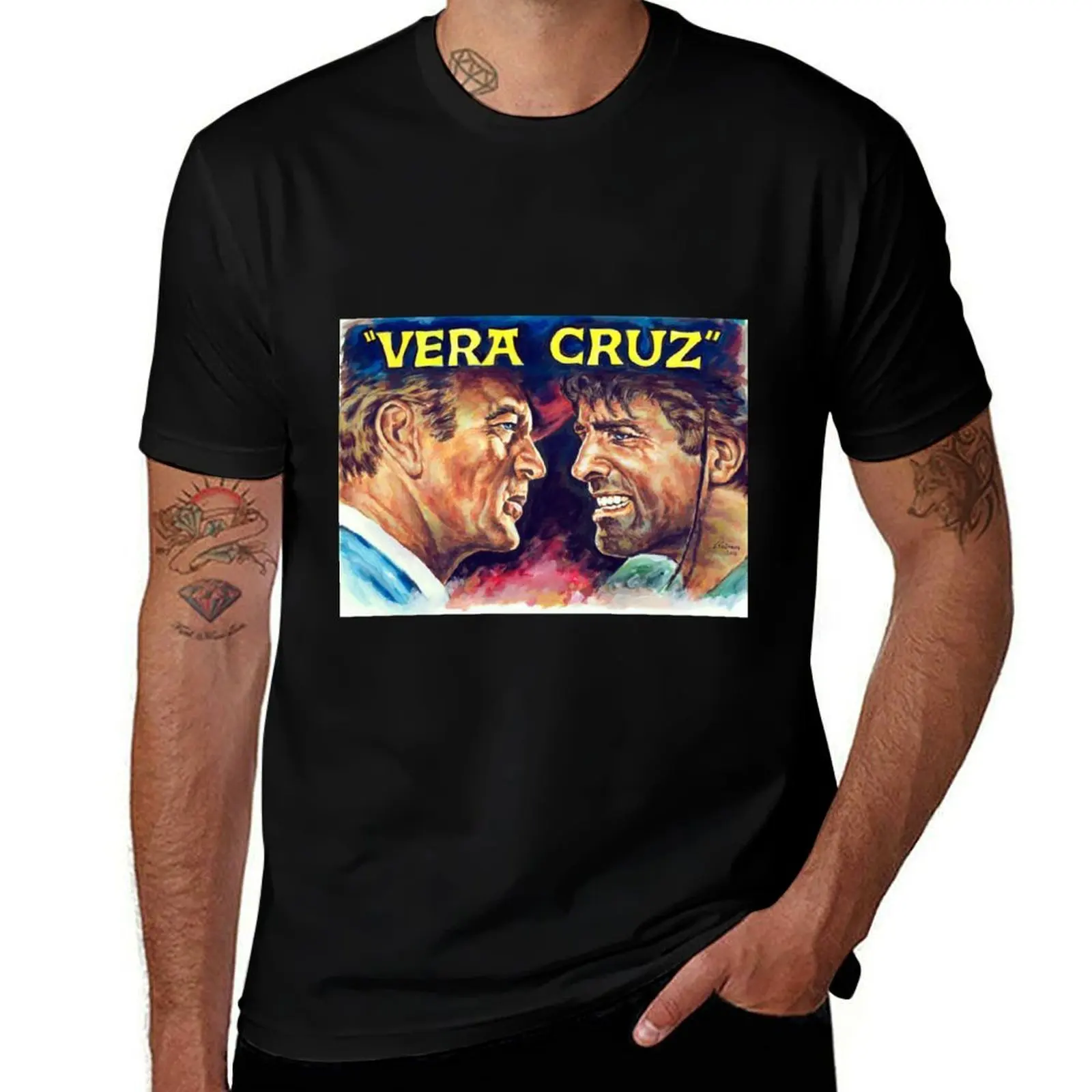 

Vera Cruz - Burt Lancaster, Gary Cooper, western movie poster T-Shirt Abstract Pattern Print Top