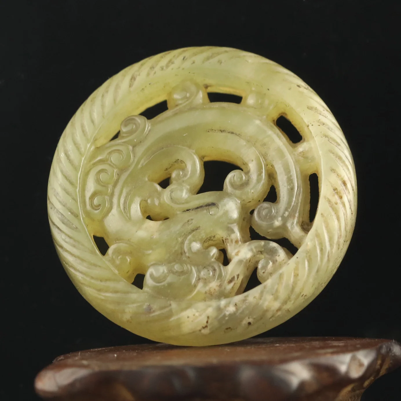 Old China Natural Jade Hand Carved statue phoenix pendant u