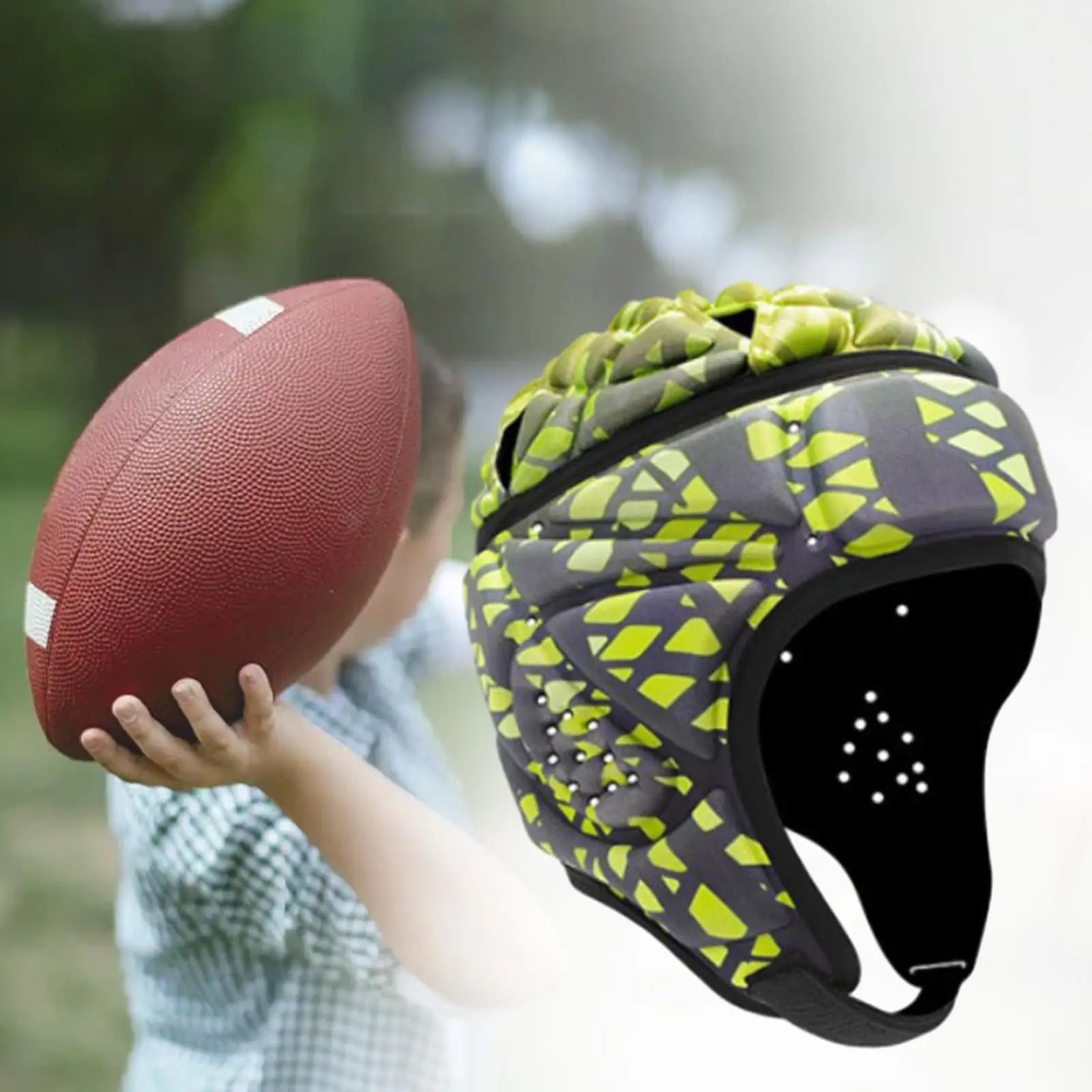 Rugby Helmet Unisex Adults Scrum Cap Face Guard Protector Flag Football Helmet for Training Riding Sports Special Needs Pitcher