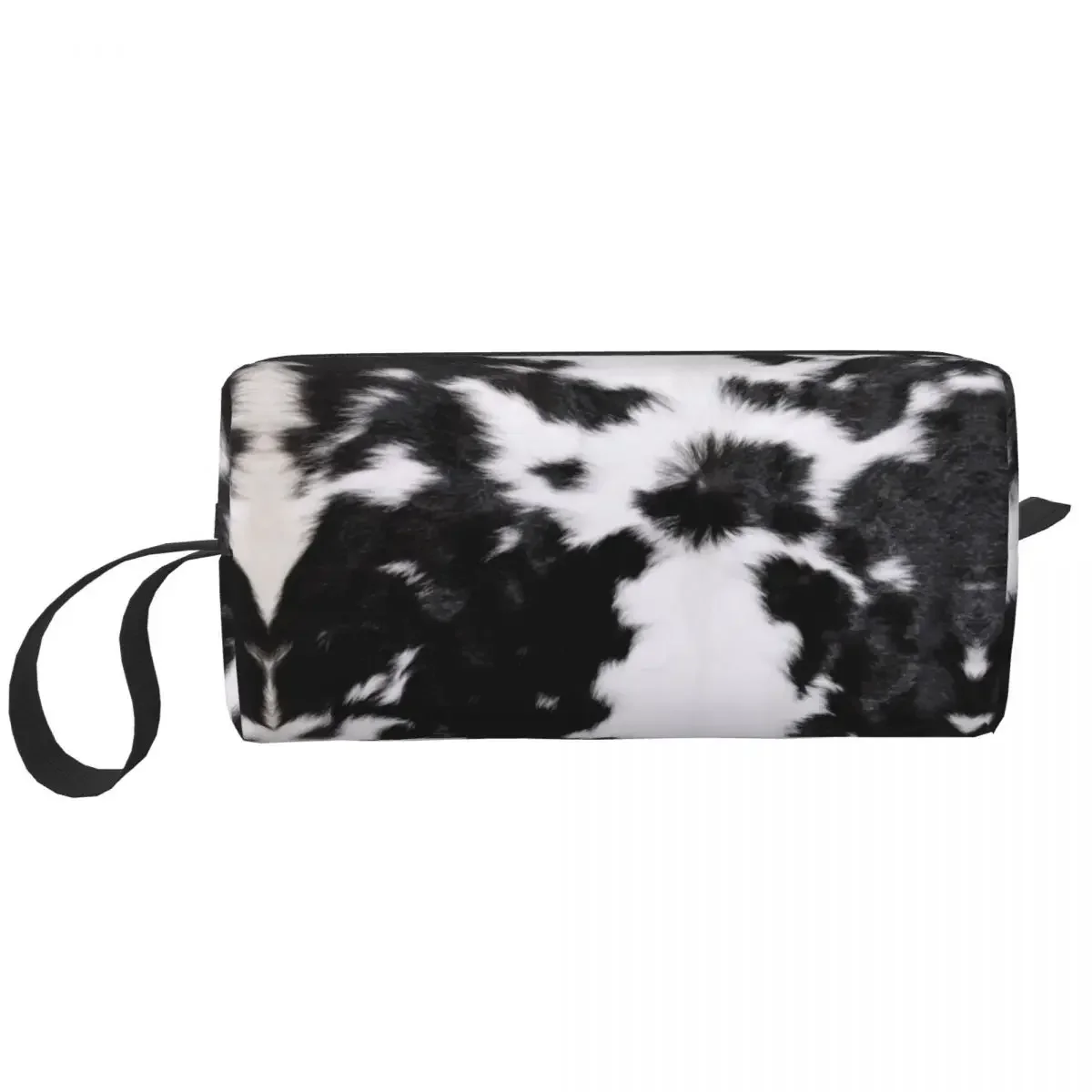 Modern Cowhide Faux Leather Makeup Bag for Women Travel Cosmetic Organizer Cute Animal Fur Texture Print Storage Toiletry Bags