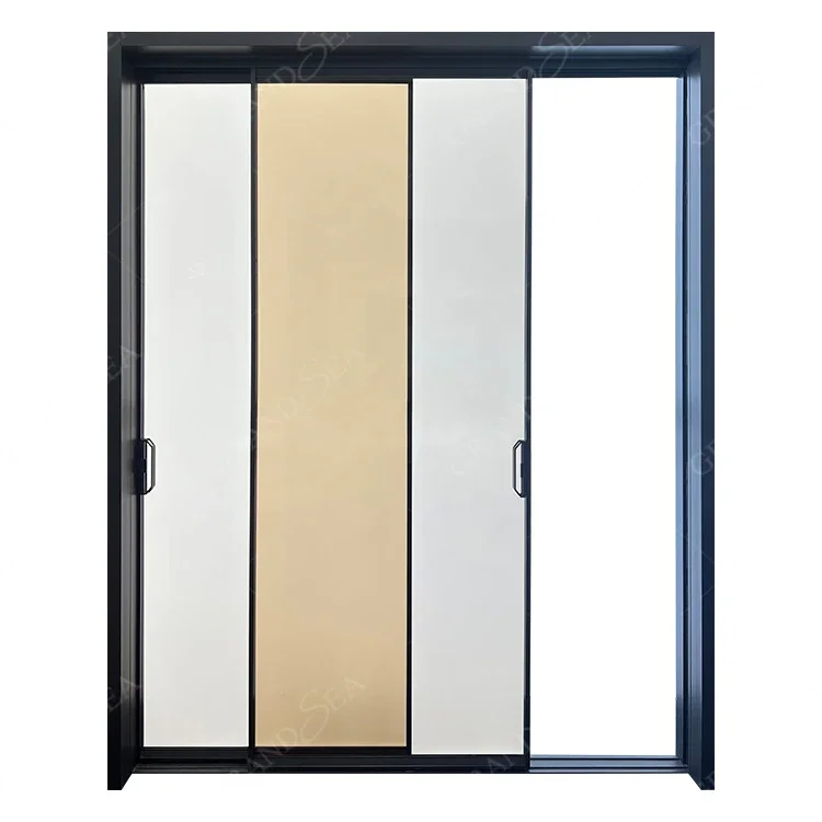 Frameless Interior Noiseless Sliding Hurricane Proof Glass Soundproof Tempered Slim Aluminium Sliding Doors