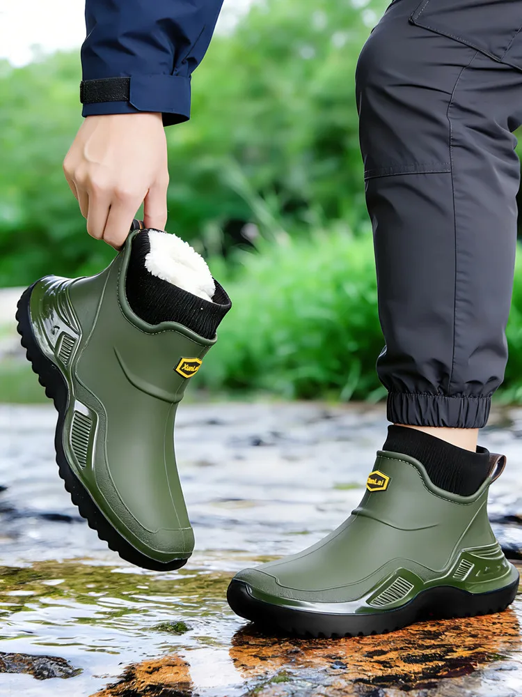 Winter Warme Plus Paar-Regenstiefel Wasserdichte Herren-Wasserschuhe Outdoor Herren-Gummischuhe Modische Angelstiefel Arbeitsstiefel – Detail 6