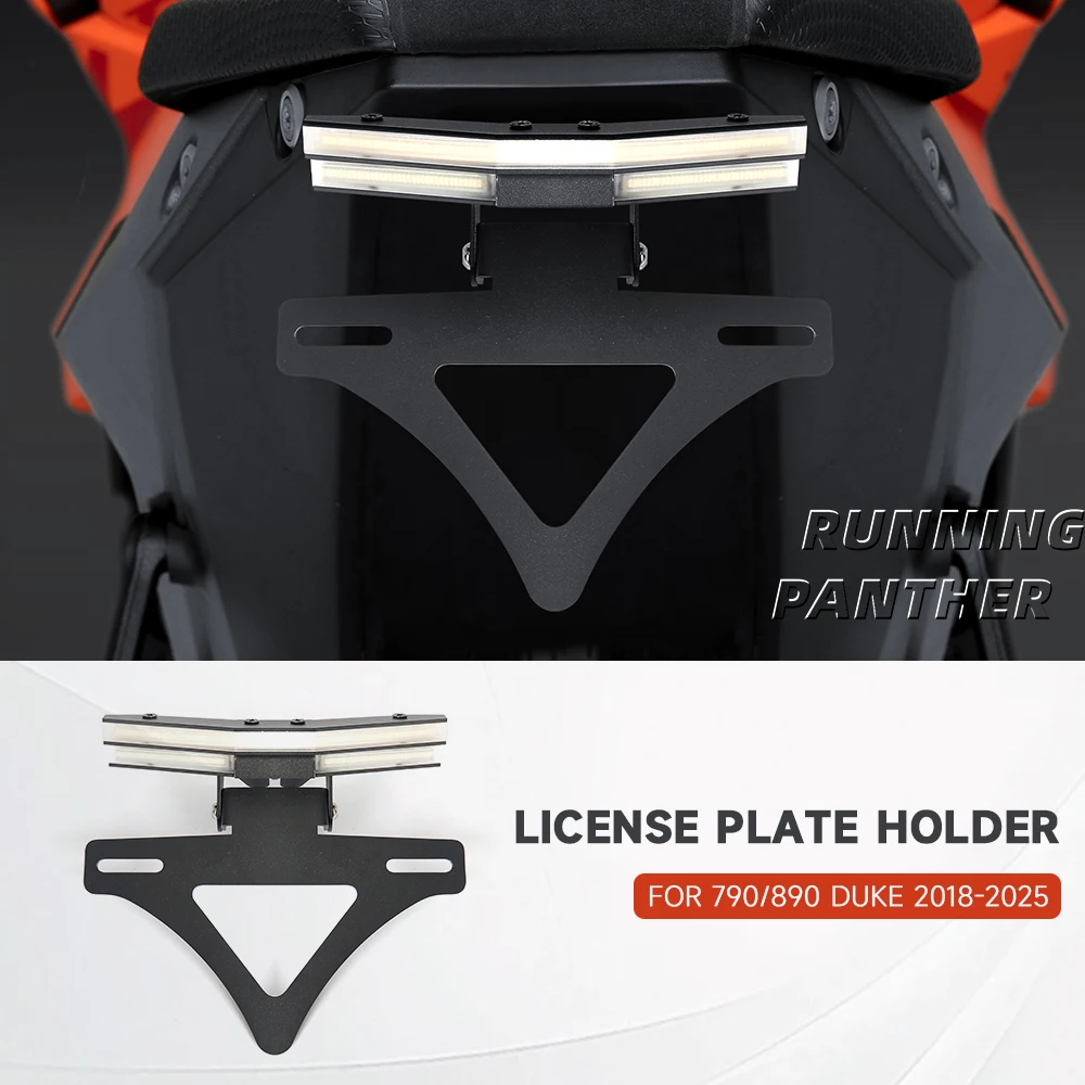 

For 790 890 Duke 2018-2025 Motorcycle License Plate Holder Turn Signal Integrated License Plate Frame Rear Short Tail Tidy