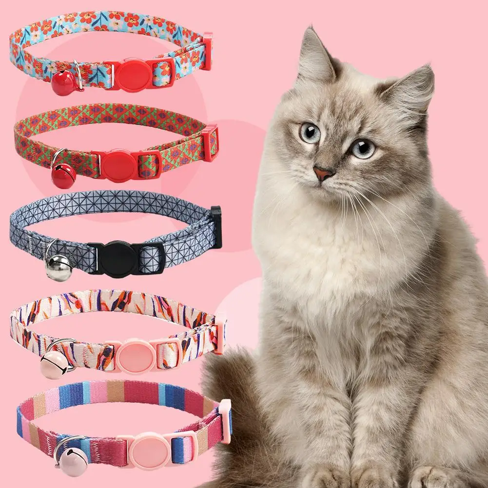 NEW High-end Colorful Collar Fit For Cat Puppy Necklace Adjustable Collar Harness Cute Pattern Safety Necklace Accessories