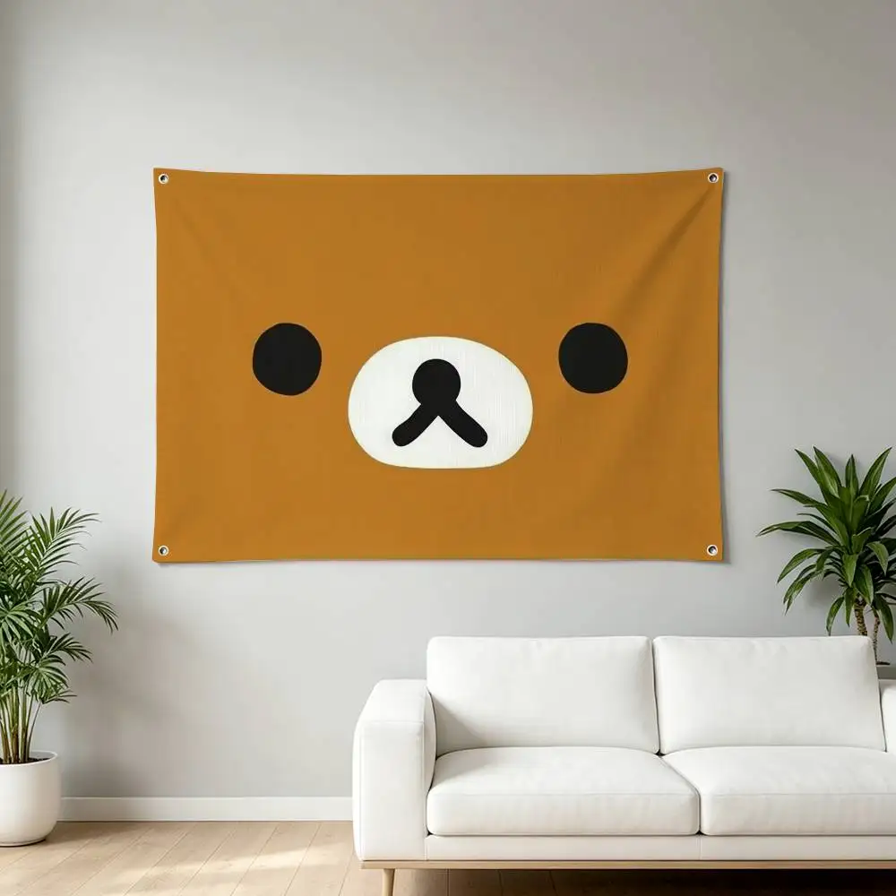Cute R-Rilakkuma-S bears Home Decor Horizontal Flag Banners Indoor Outdoor Hanging Decor for Bedroom Living Room Wall Decoration