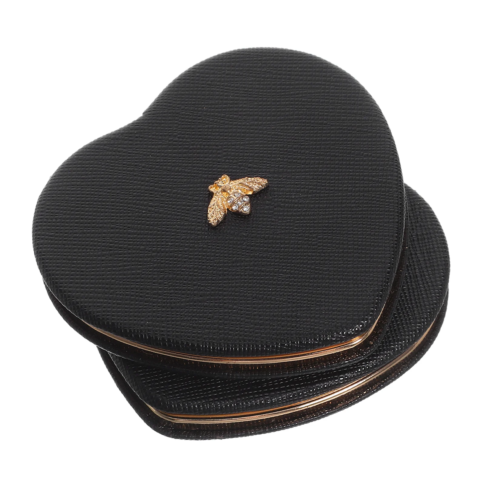 2 uds en forma de corazón compacto plegable de doble cara maquillaje portátil para bolso espejo pequeño de bolsillo con bisagra de Metal transparente