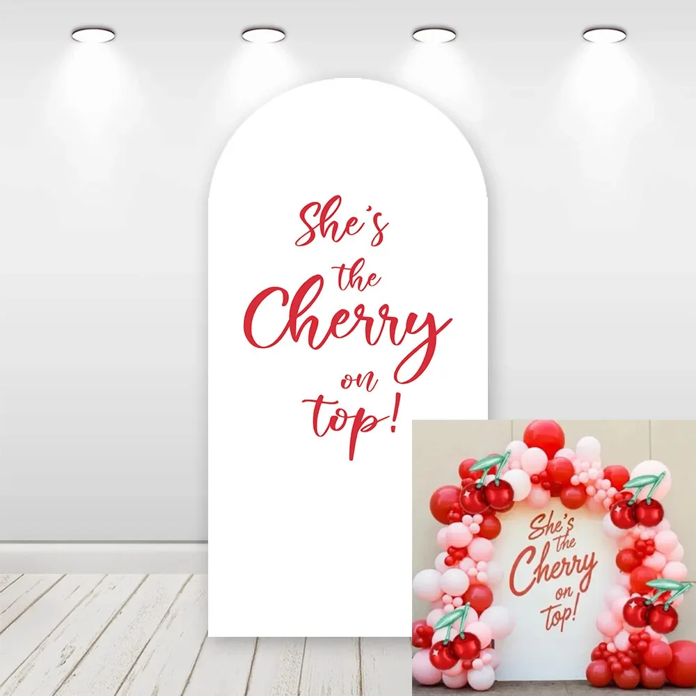 Mehofond personalizado de 2 caras, She's The Cherry on Top, fiesta de cumpleaños para niña, cubierta para Baby Shower, arco de Chiara, decoración de fondo de pared