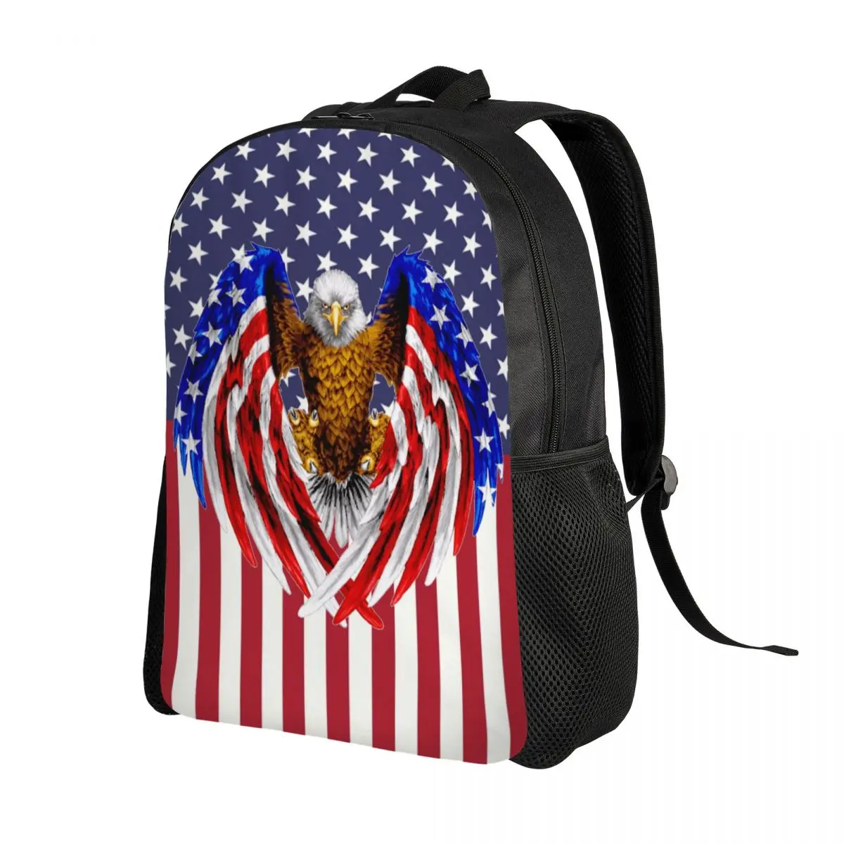 USA Flag American Eagle Backpacks for Women Men Water Resistant College School Bag Print Bookbag