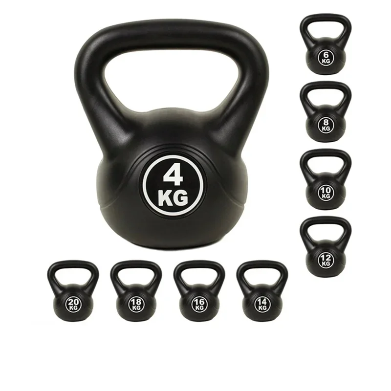 Wholesale Home Gym Black 2 4 6 8 10 12 Kg Fixed Kettle-bell Lady\'s Small Dumbbells Cement Plastic Kettlebell