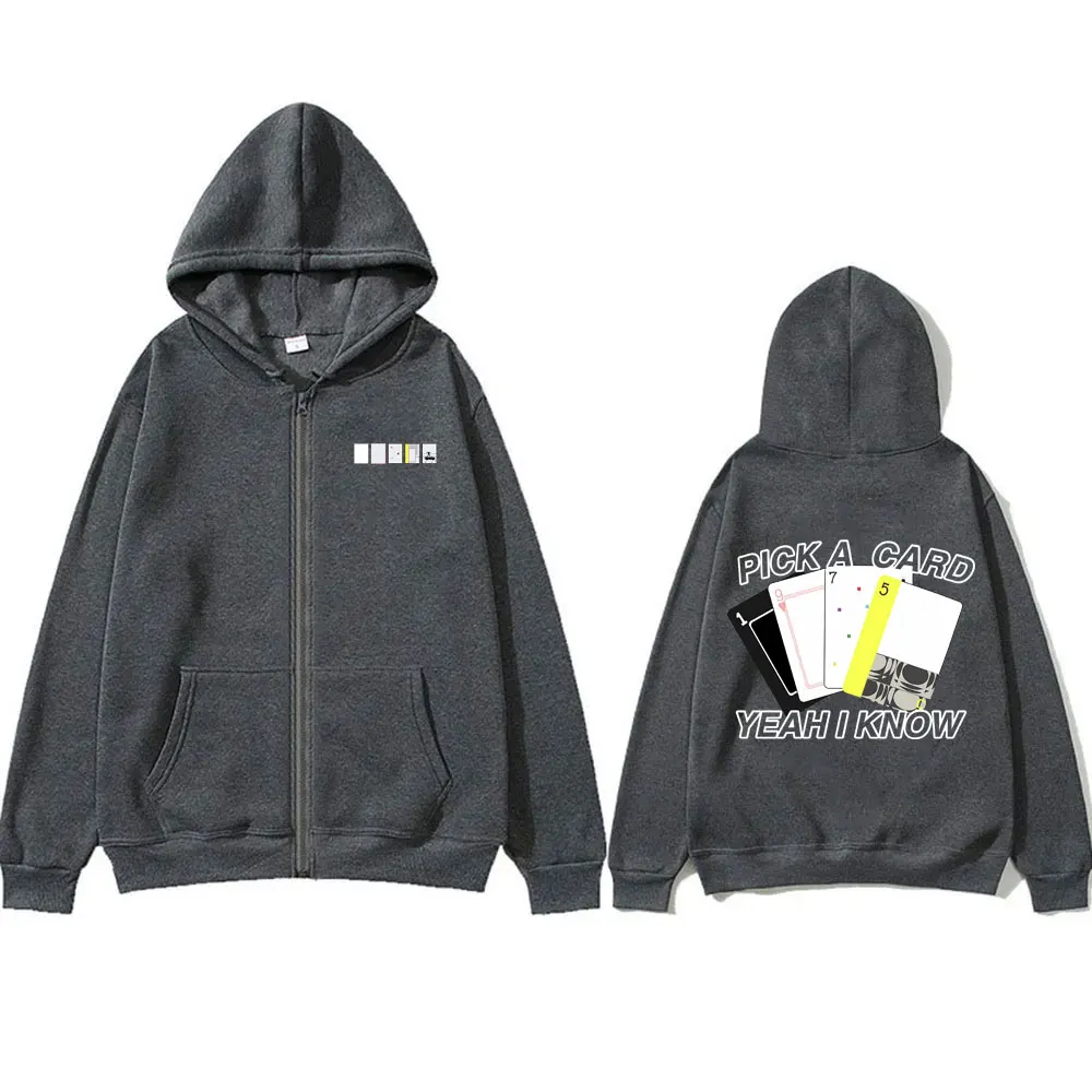 Rock Band The 1975 Pick A Card Yeah I Know Discography Graphic Zipper Hoodie Men Women Fashion Vintage Zip Up Sweatshirt Jacket