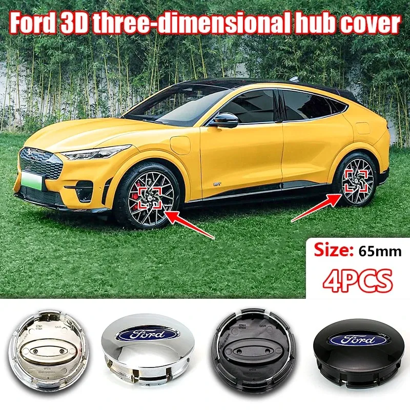 Ford ABS 65mm Car Wheel Center Cap Hub Covers Badge Accessories For Fiesta Mk7 Focus 2 Mk3 F150 Mondeo C-Max Fusion Ranger Escor view 2