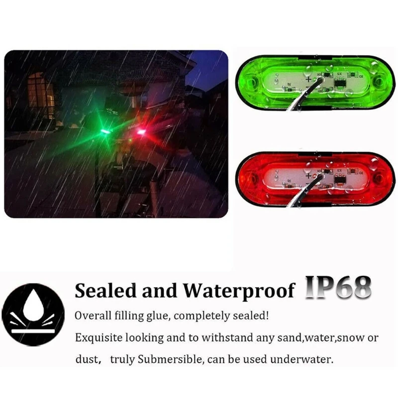 2Pcs Durable Marine Light 24V LED Navigation Light Boat Yacht Lamp Home Garden Green Red LED Light