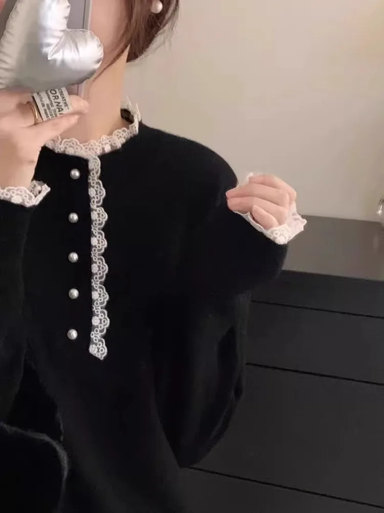 Suéteres Jumpers Jerséis para mujer Merino Polka Dot Slim-Fit restaurante cena fecha femenina bastante lindo clásico Retro