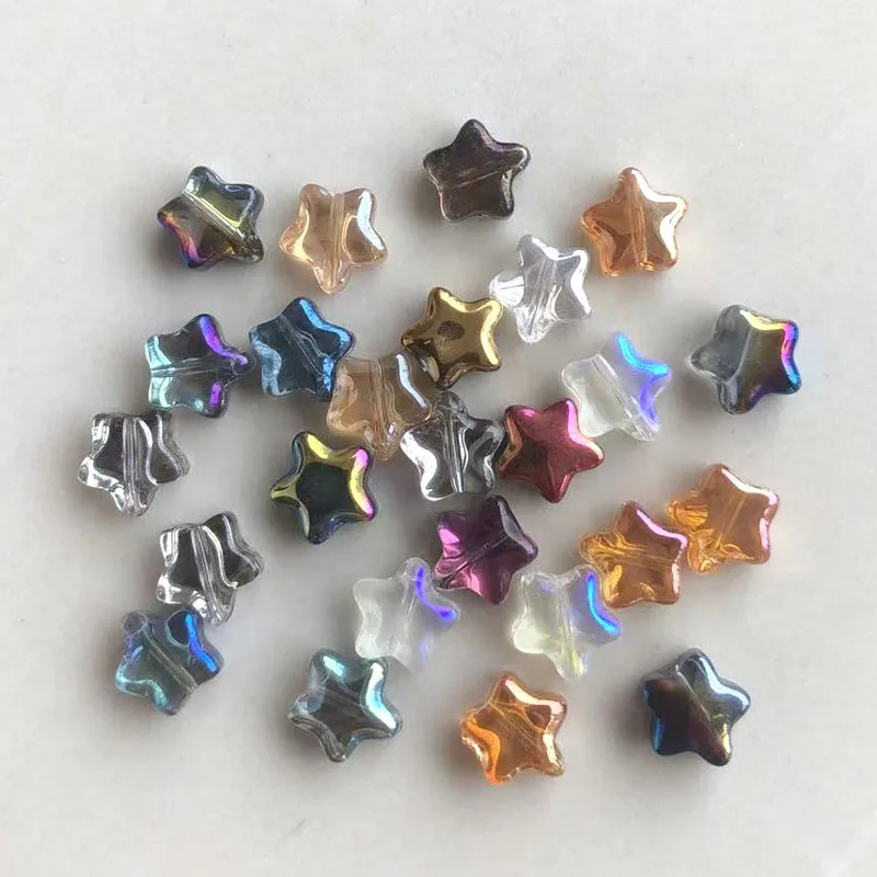 100PC/lot 8mm AB Color Star Beads Czech Glass Loose Spacer Beads for Jewelry Making Hairpin Handmade Diy Accessories