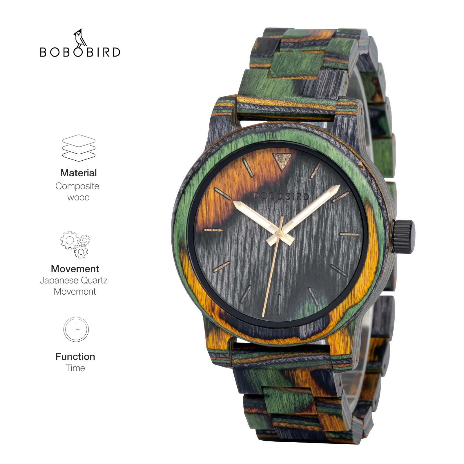 

2023 BOBO BIRD Men Wooden Watches Leisure Fashion Colored Wood Quartz Wristwatch Reloj Hombre Personalized Custom Gift